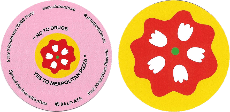 A pizza business card from DALMATA