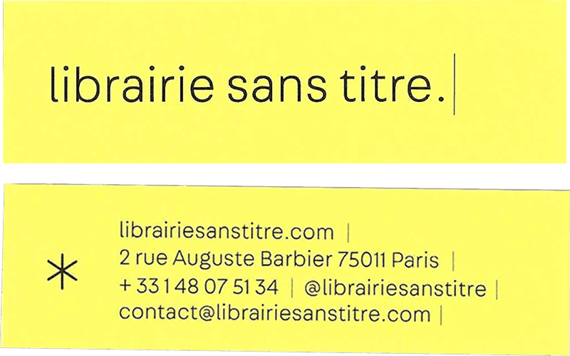 A mini business card from Librarie sans titre